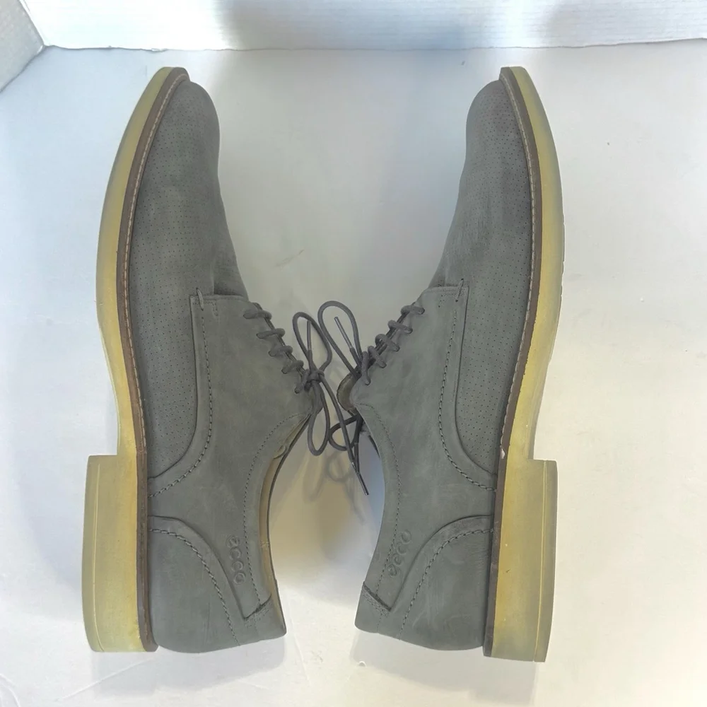 ECCO Men’s Gray Suede Perforated Oxford Shoes US 13 EU 47 Lightweight Comfort